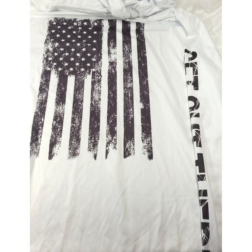 GOT Sports UPF50+ US Flag Moisture Wicking Performance Hoodie - White - Large‎